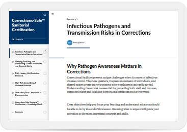 A layout example for the Corrections-Safe Sanitorial Course