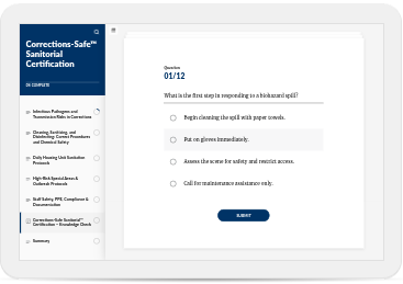 Quiz example , with table of contents to the left and the quiz questions to the right.